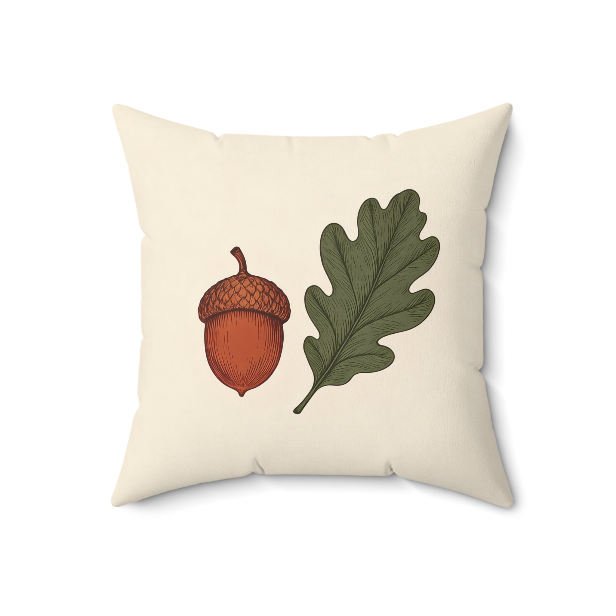 Rustic Acorn and Oak Leaf Throw Pillow