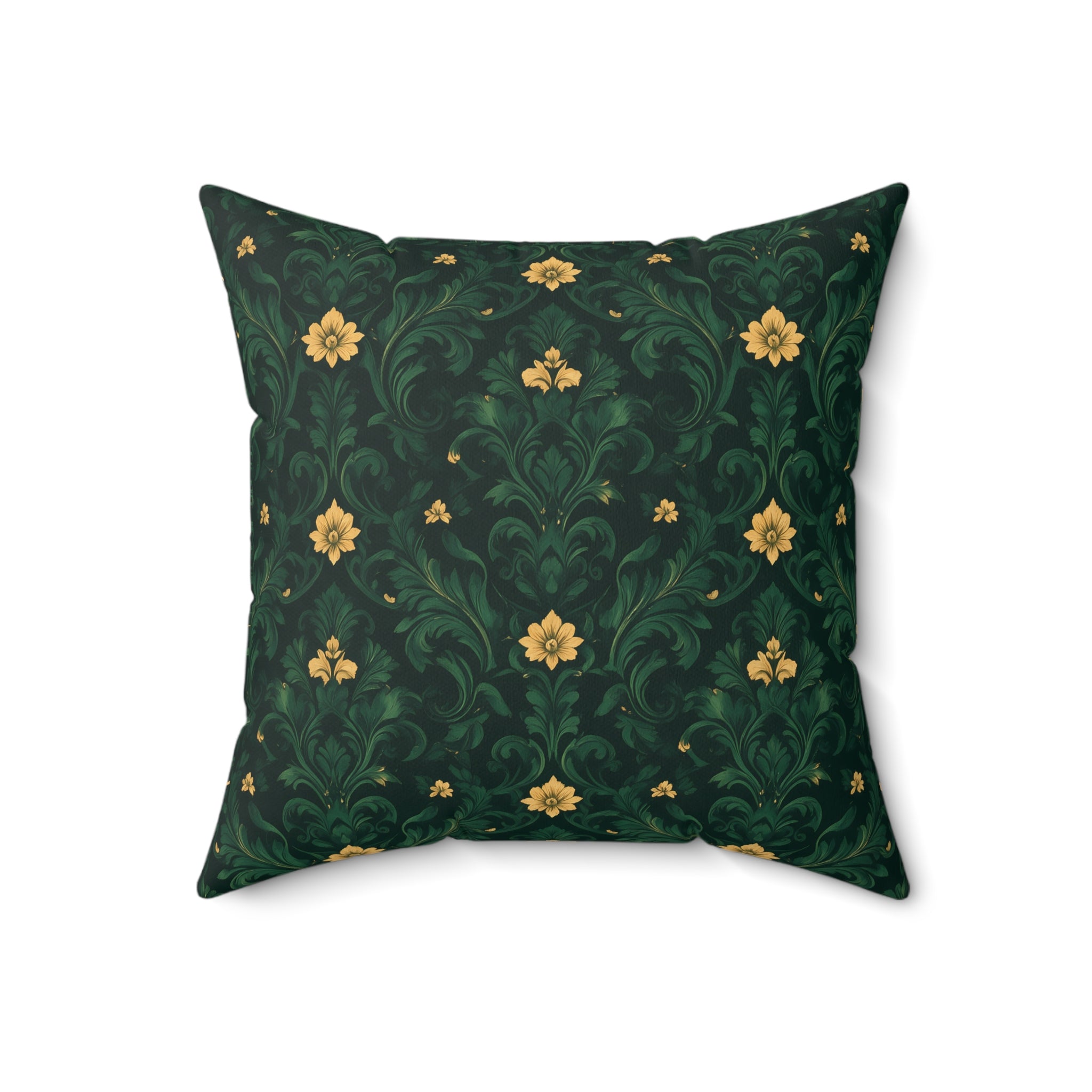 Emerald Bloom Damask Pillow with Insert