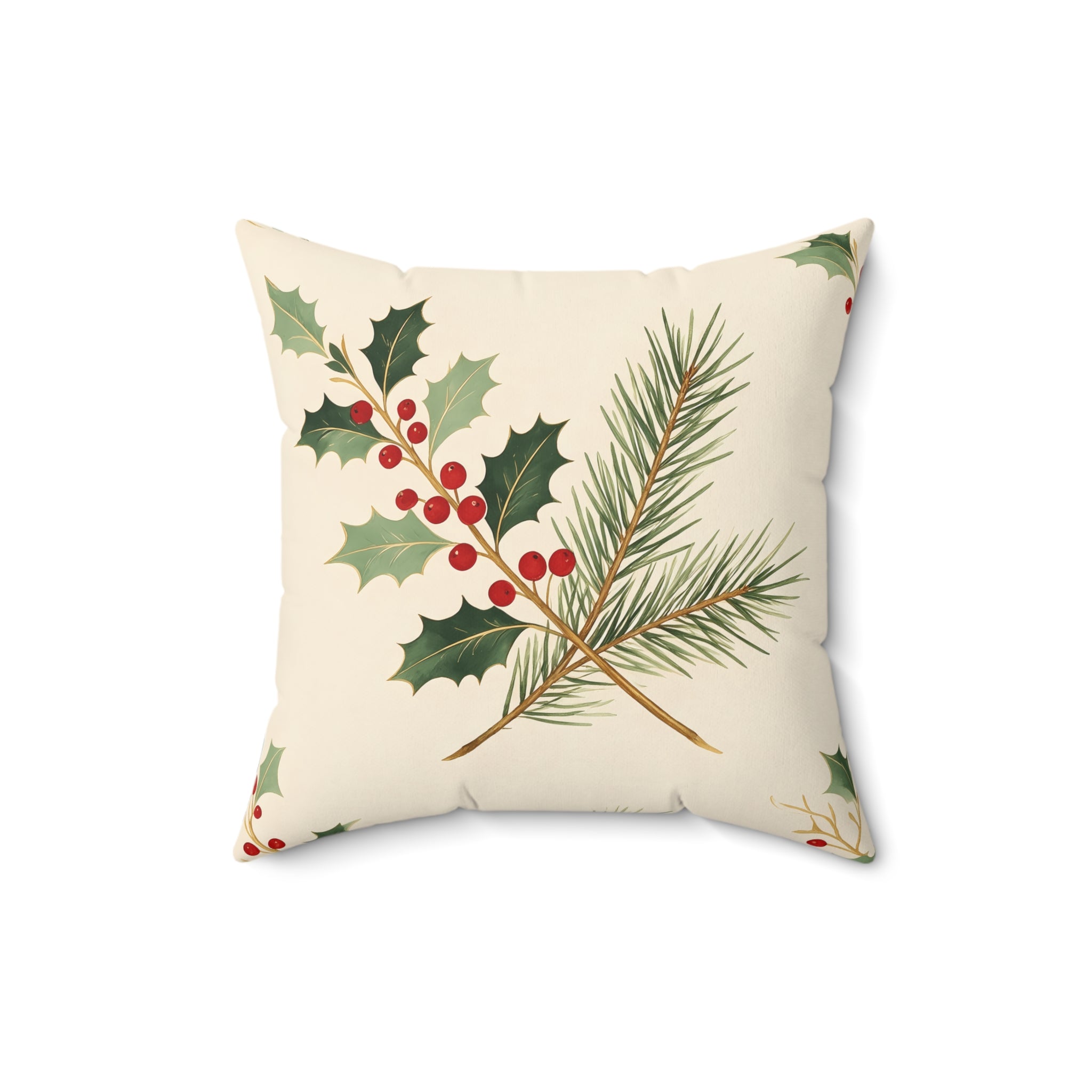 Holly Berry Throw Pillow