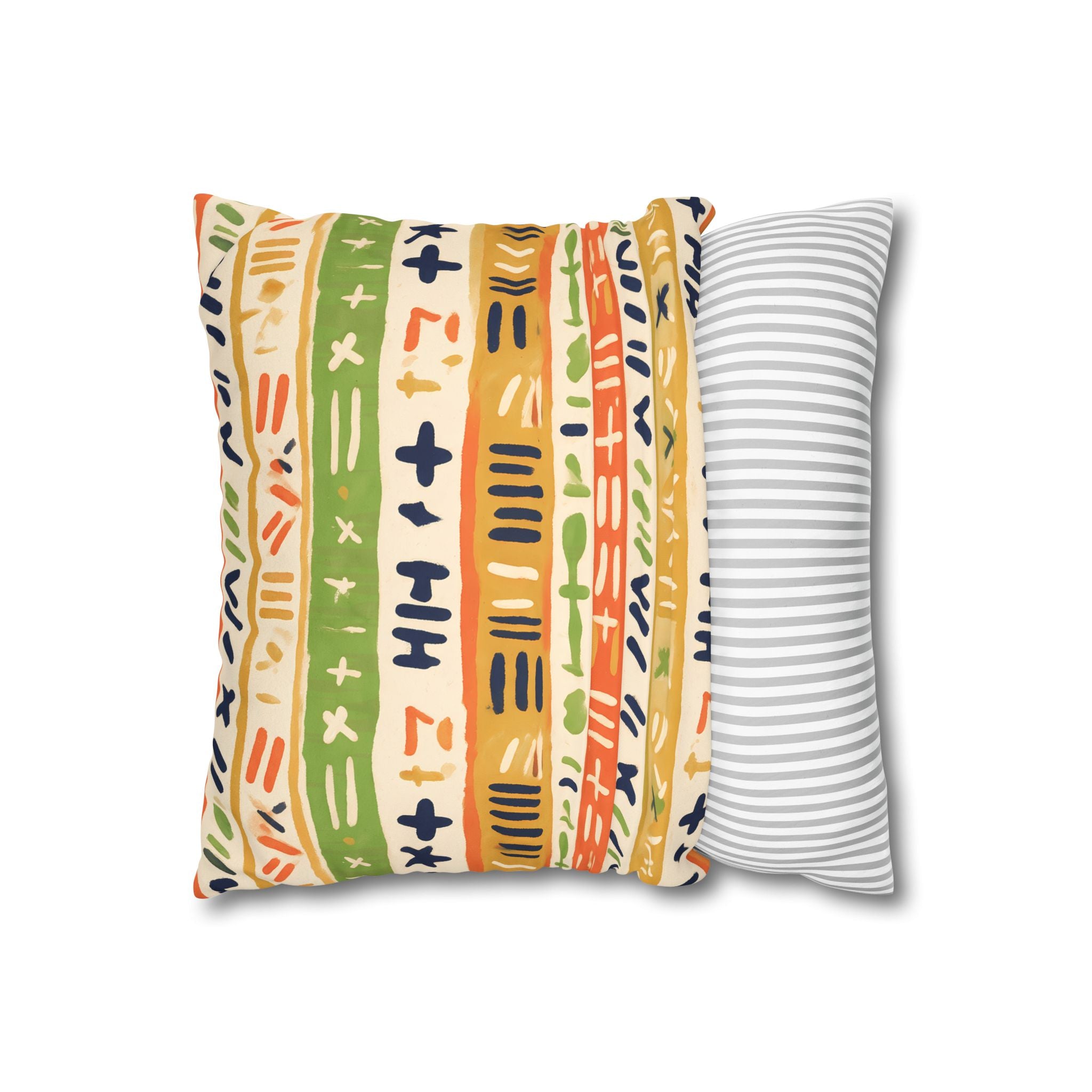 Persimmon & Wasabi Banded Cushion Cover