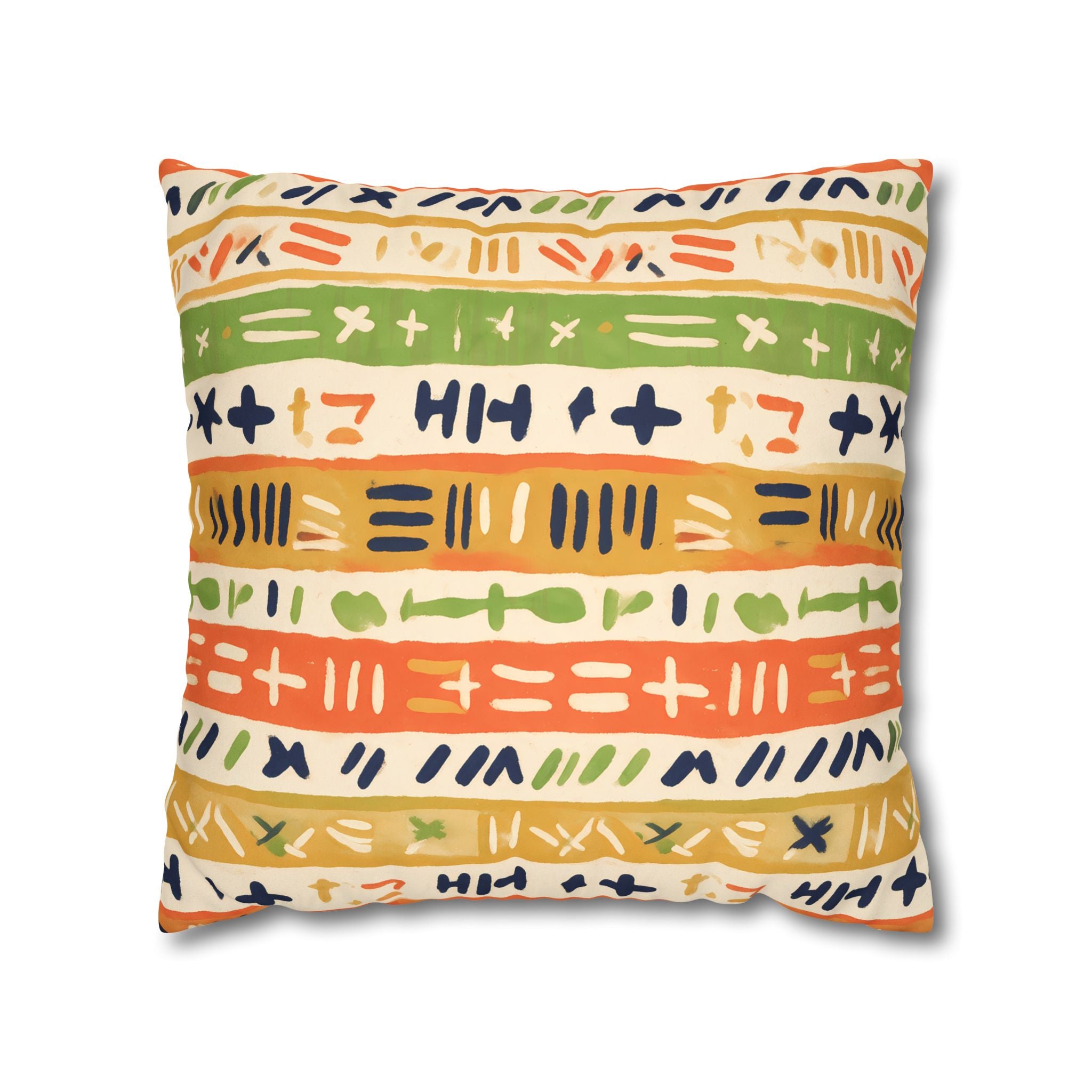 Persimmon & Wasabi Banded Cushion Cover