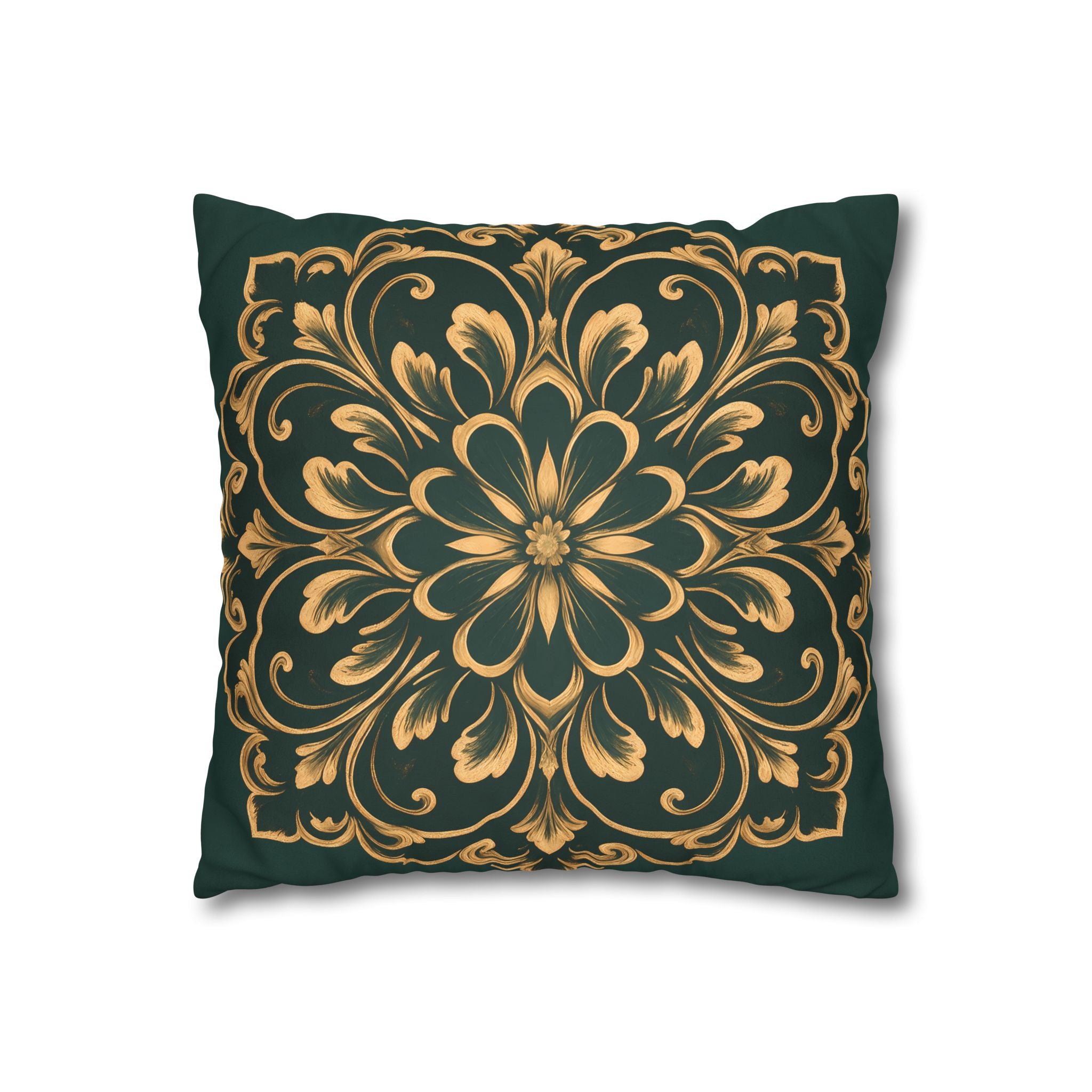 Emerald Gold Radiating Medallion Cushion Cover