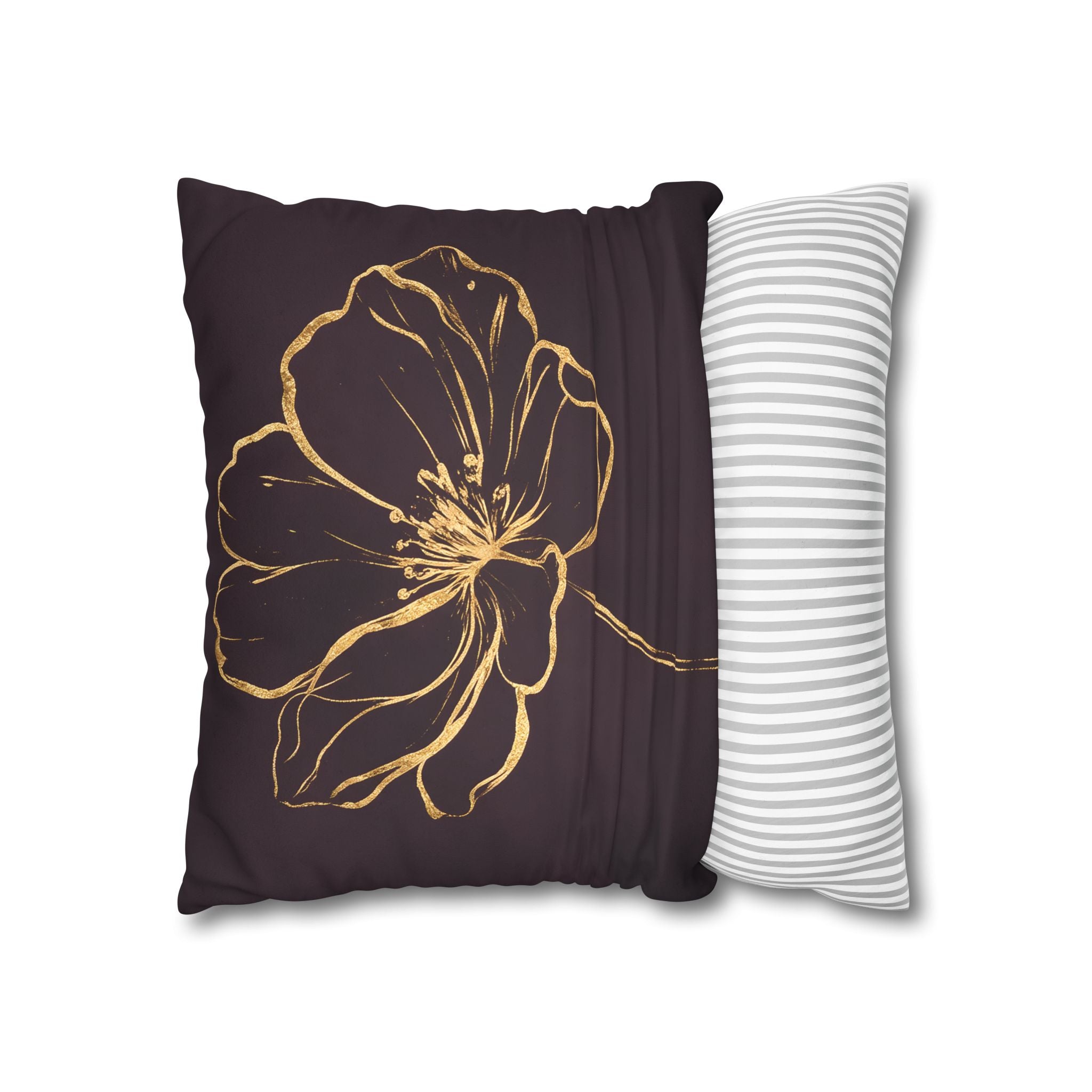 Plum Purple Gold Floral Cushion Cover