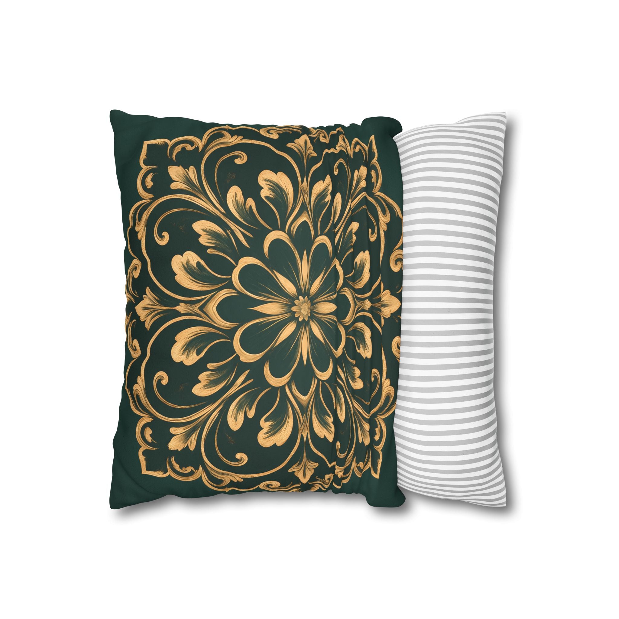 Emerald Gold Radiating Medallion Cushion Cover
