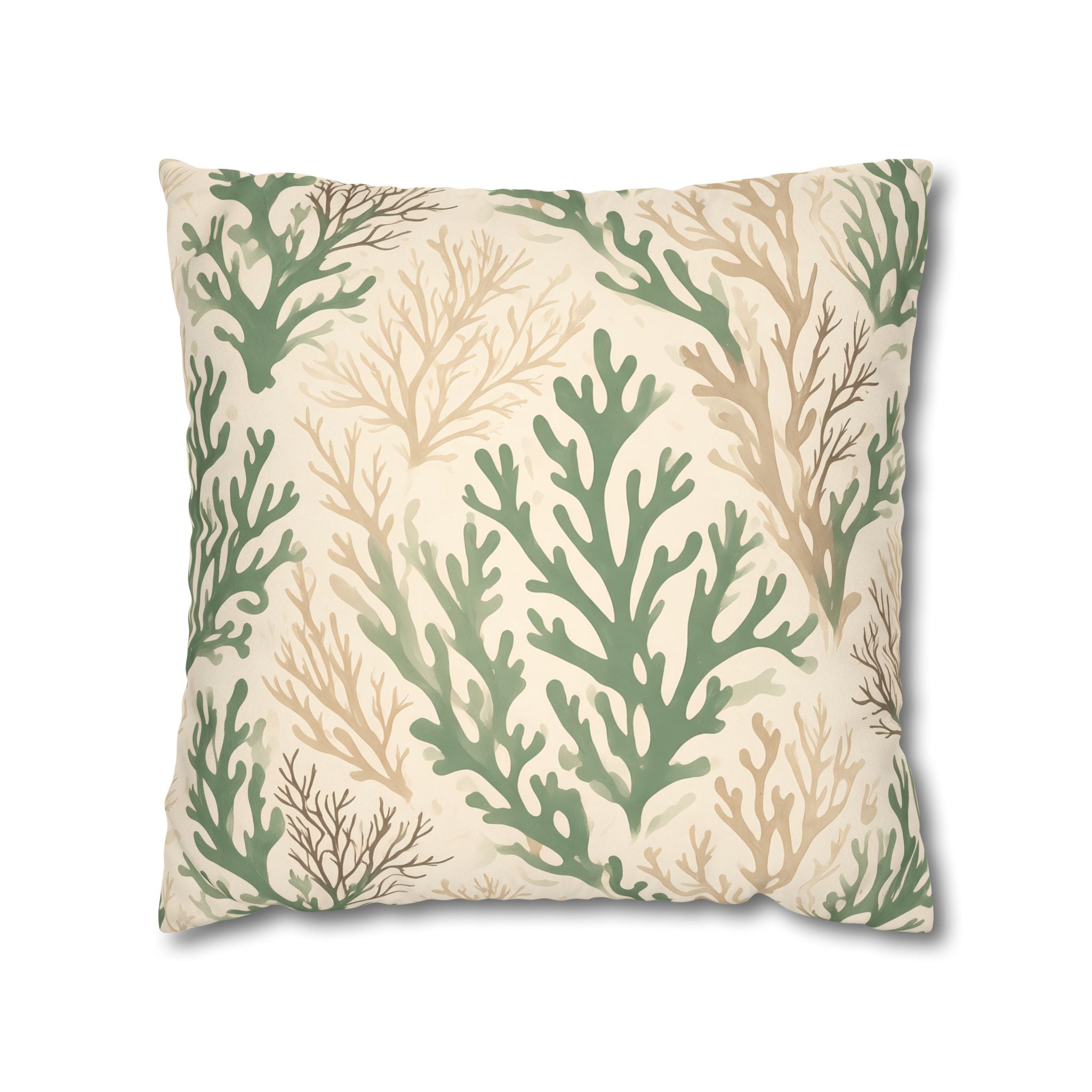 Sage Coral Silhouette Cushion Cover