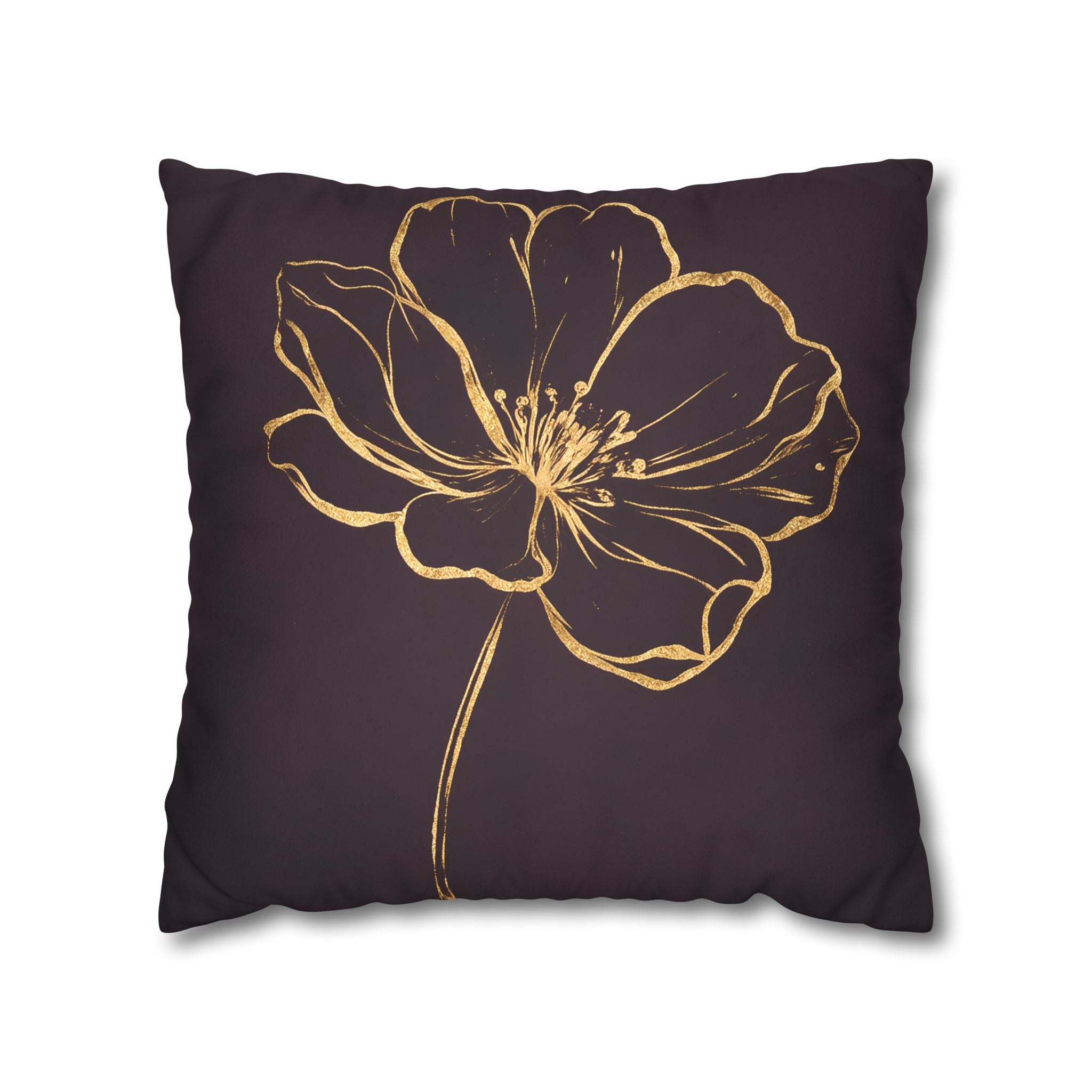 Plum Purple Gold Floral Cushion Cover