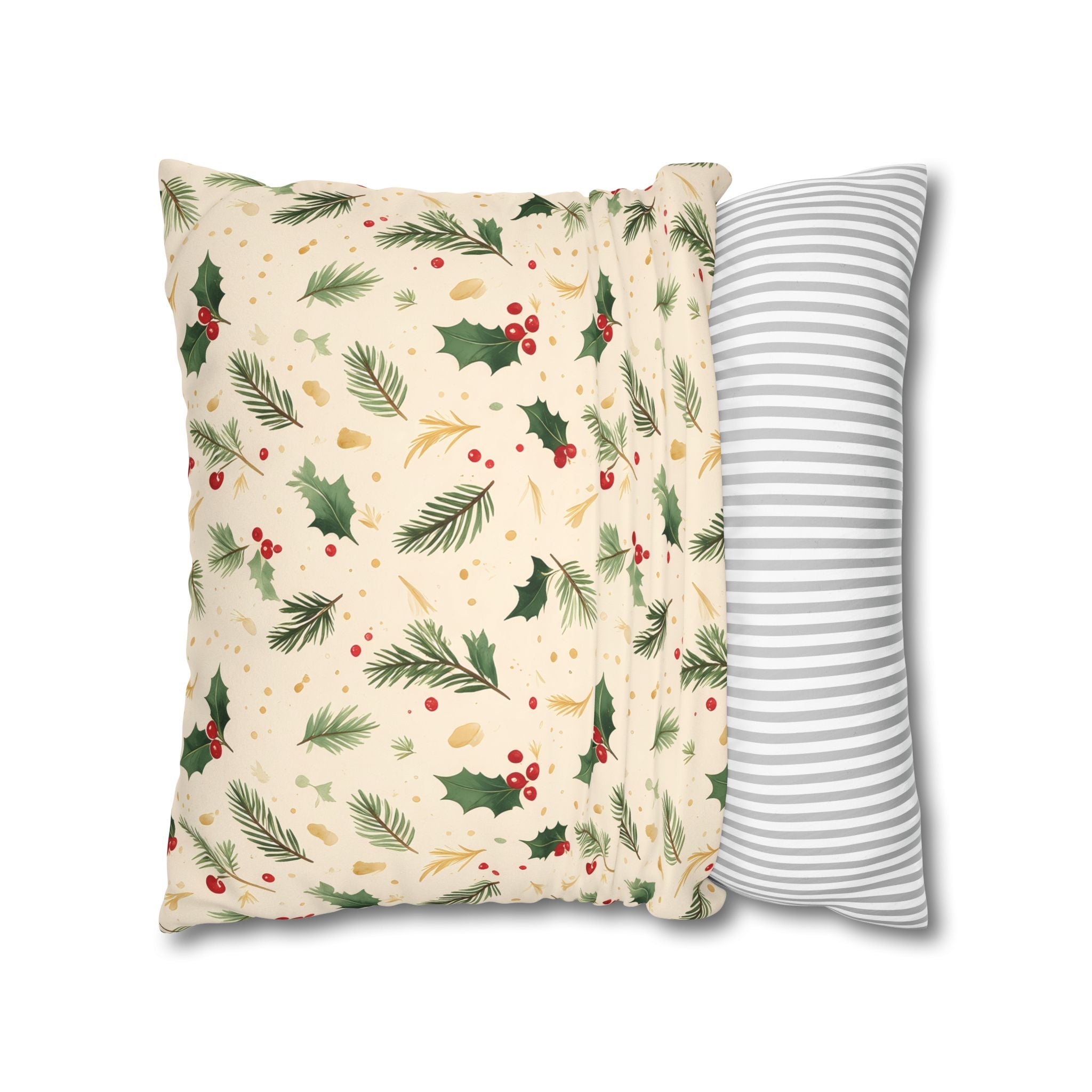 Festive Holly Berry Pillow Cover