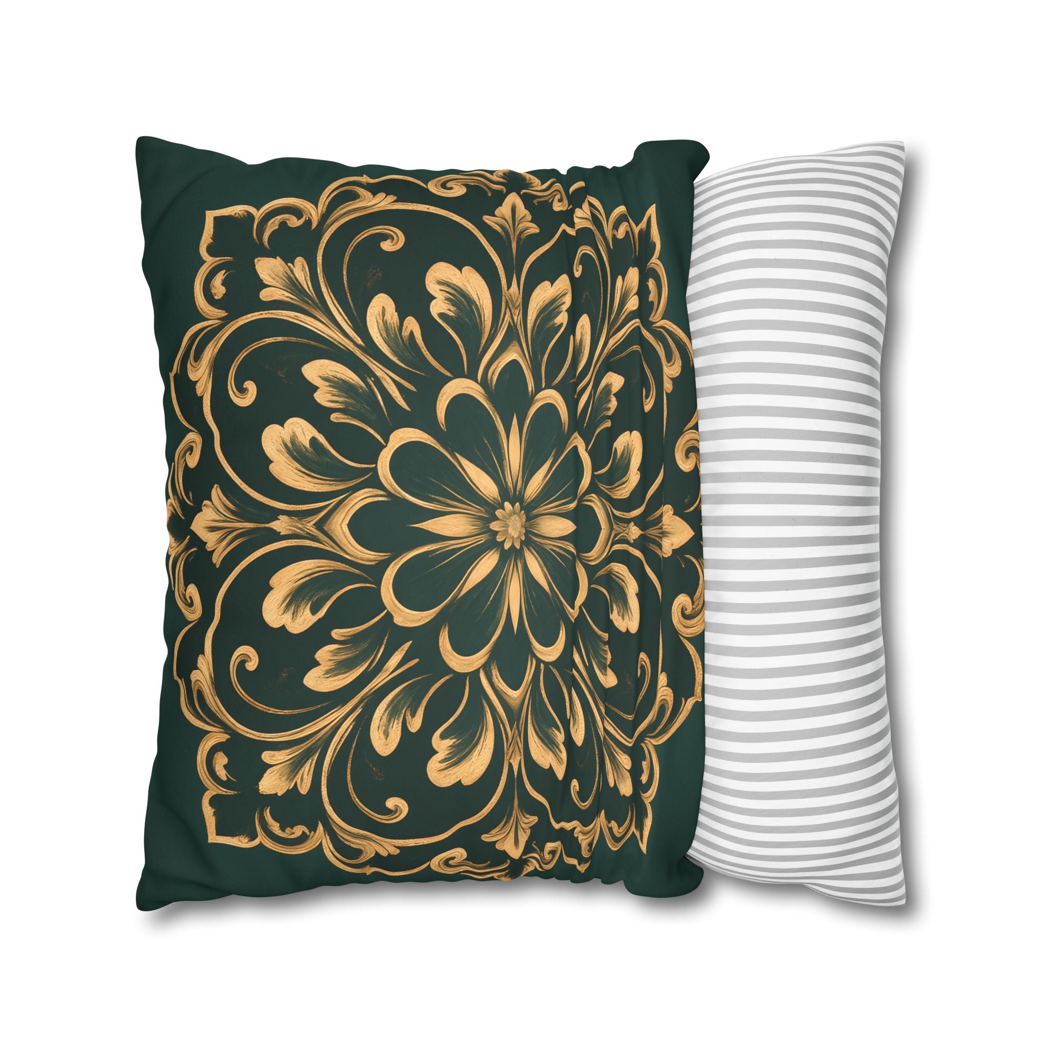 Emerald Gold Radiating Medallion Cushion Cover