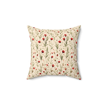 Red Poppy Throw Pillow with Insert