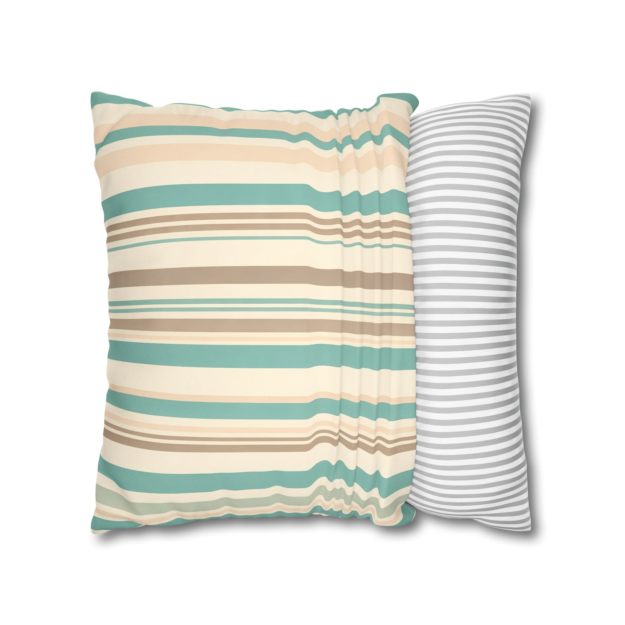 Marine Mist & Sand Vertical Stripe Pillow Cover