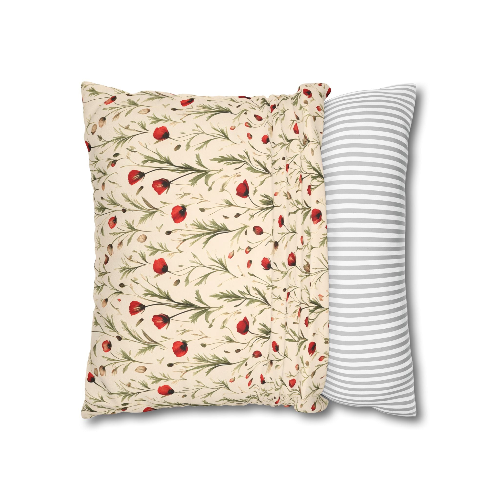 Red Poppy Flower Cushion Cover