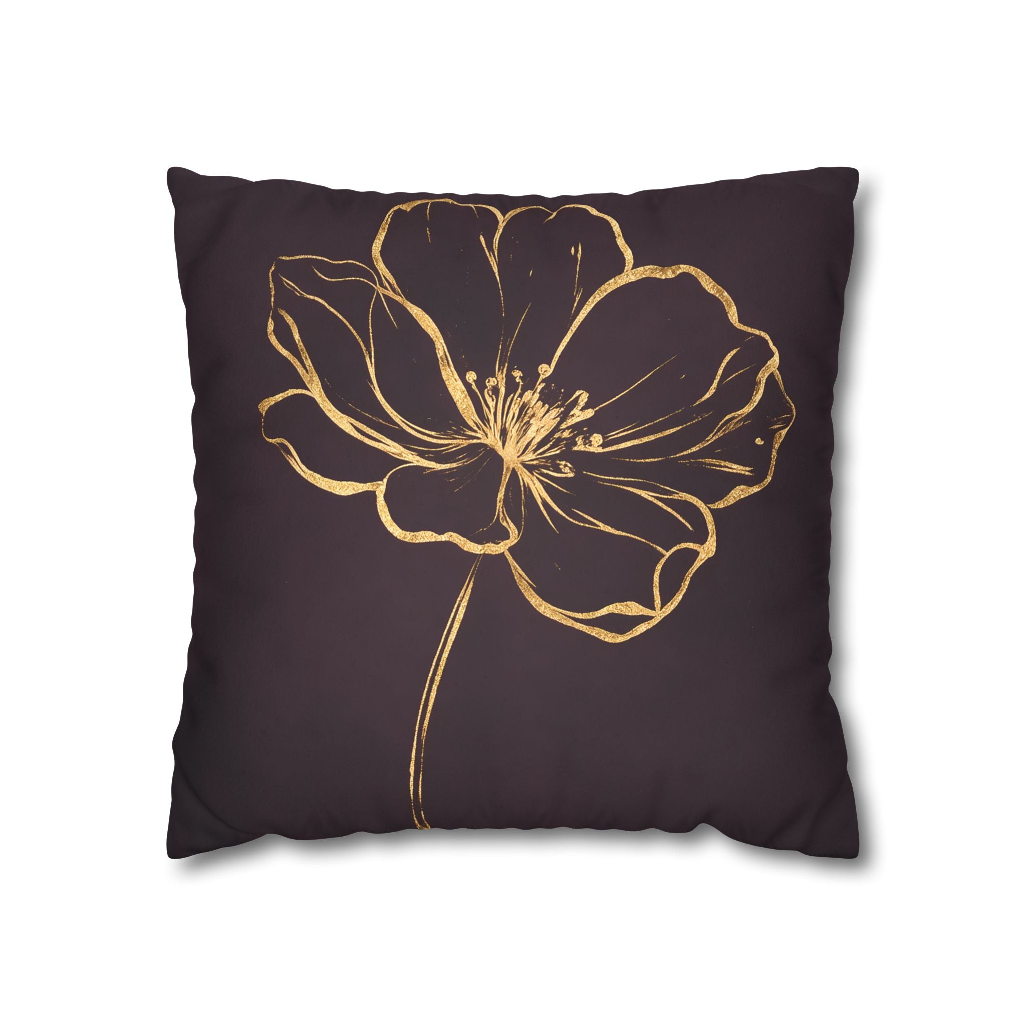 Plum Purple Gold Floral Cushion Cover