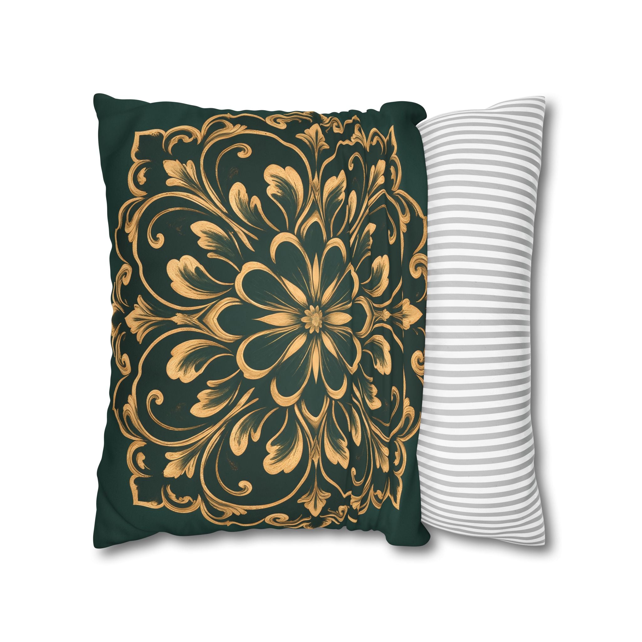 Emerald Gold Radiating Medallion Cushion Cover