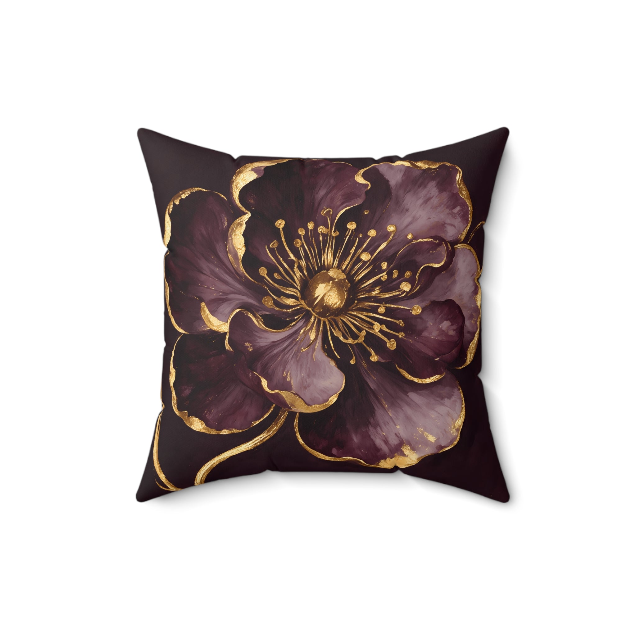 Gilded Plum Floral Throw Pillow