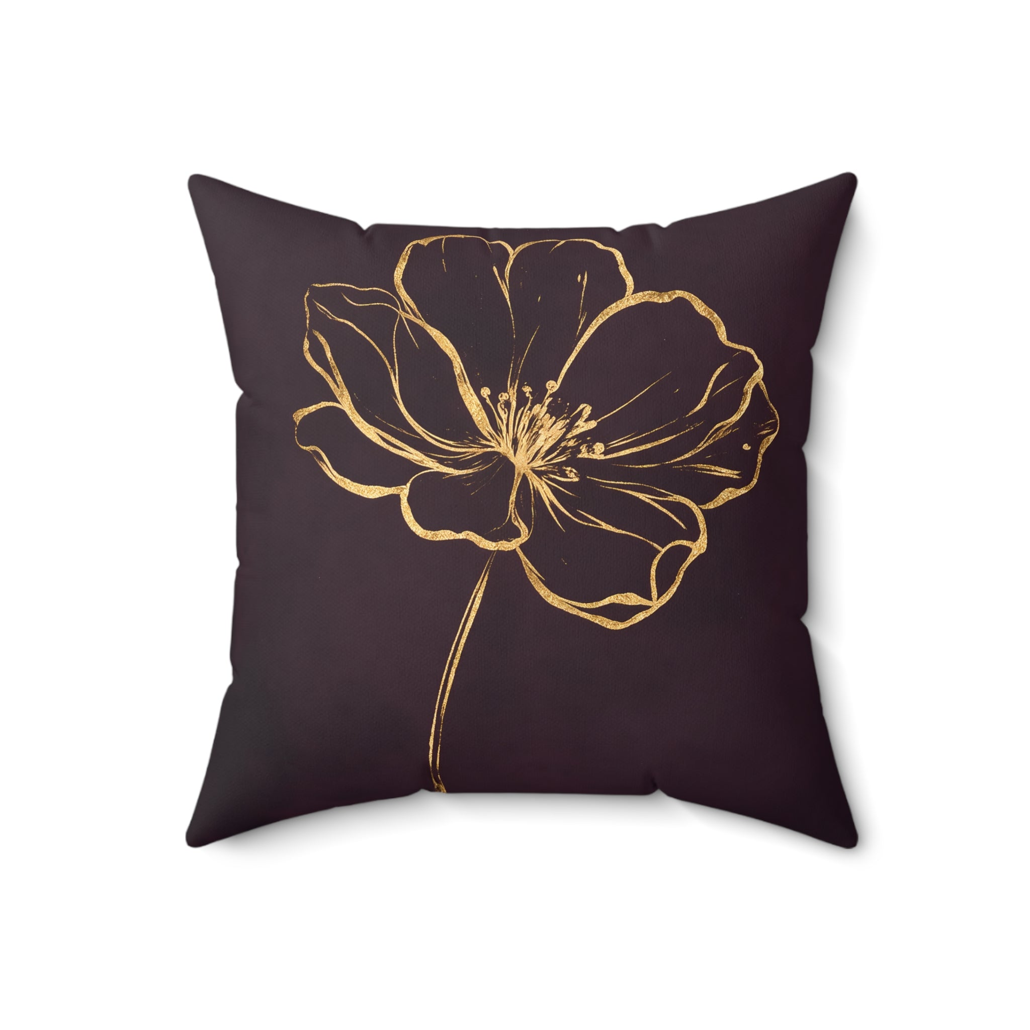 Gold Flower Plum Throw Pillow with Insert
