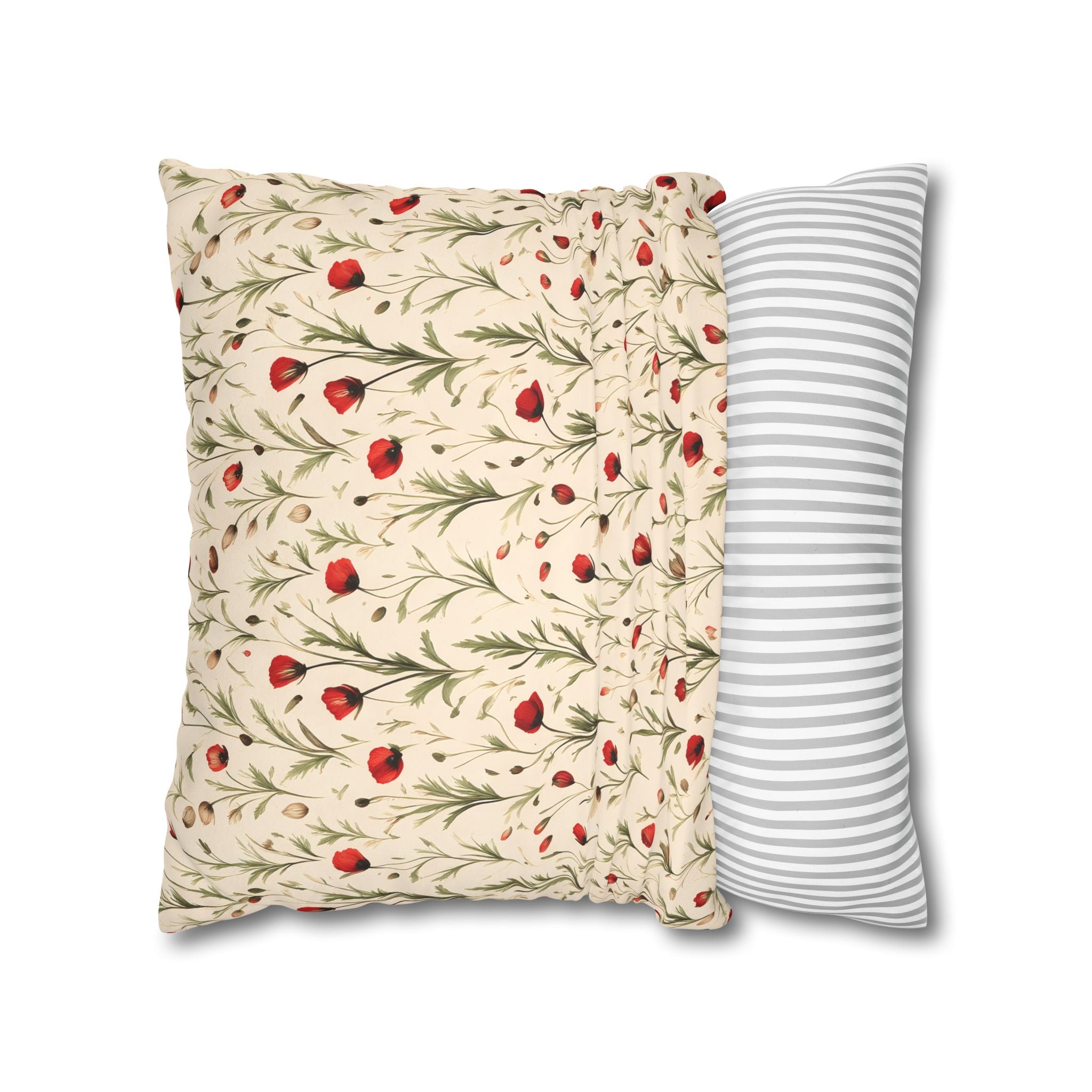 Red Poppy Flower Cushion Cover