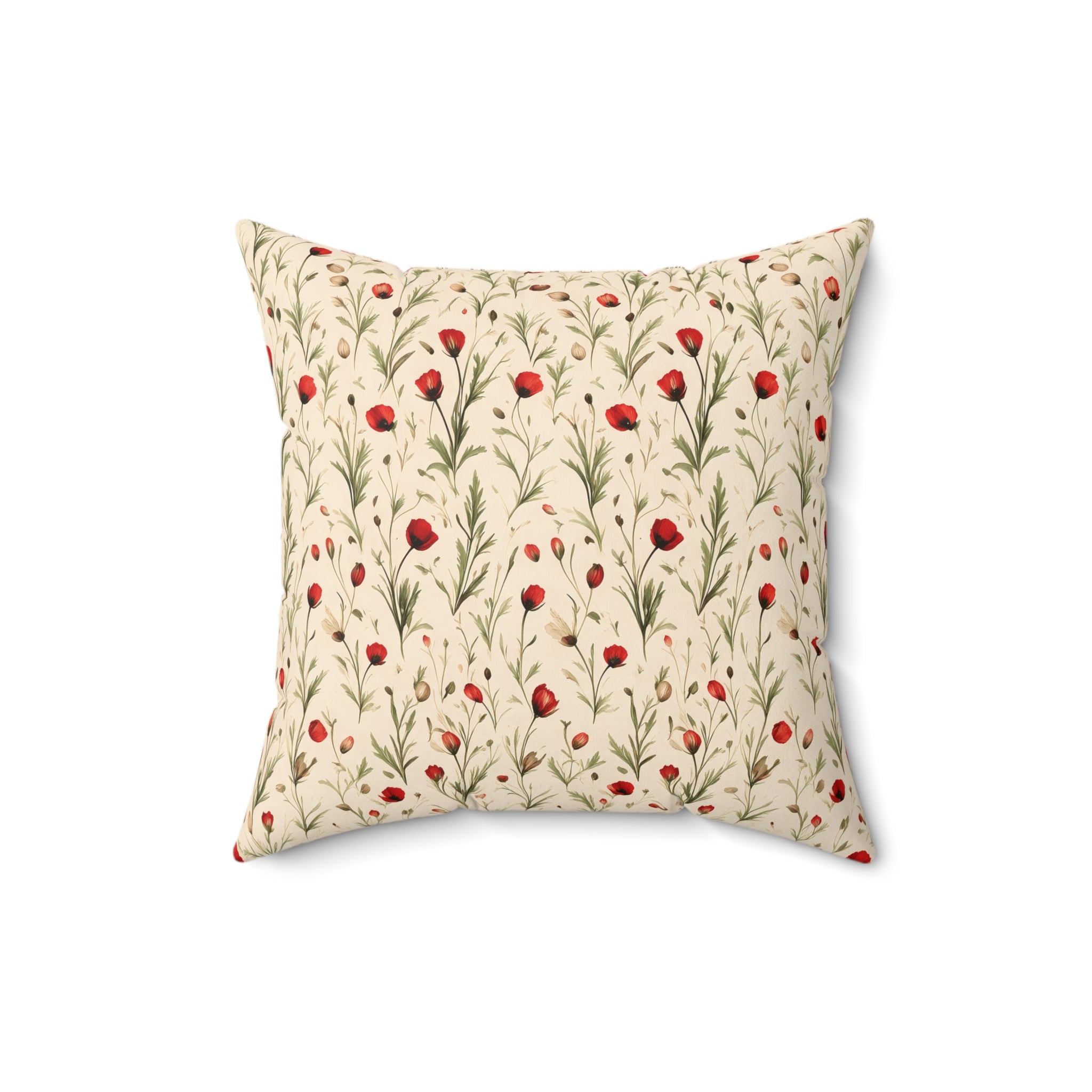 Red Poppy Throw Pillow with Insert