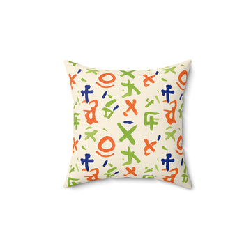 Hand Painted Folk Pillow with Insert