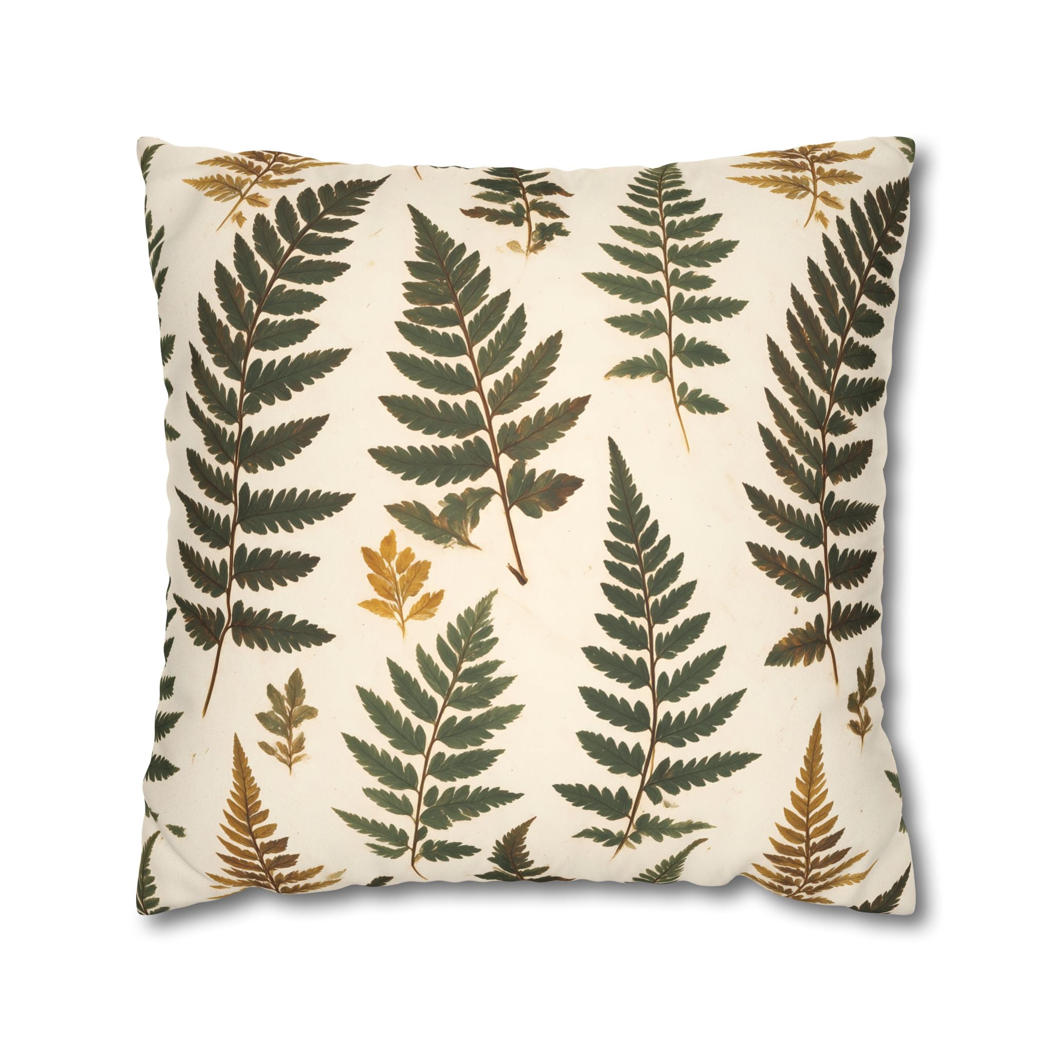 Umber Olive Fern Cushion Cover