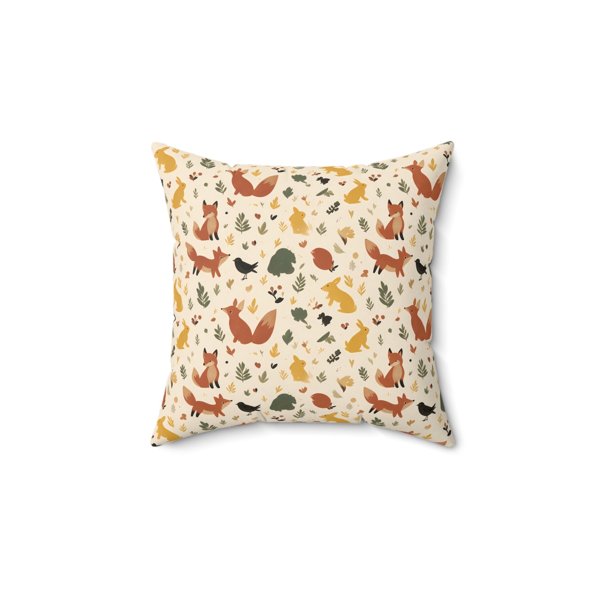 Woodland Fox & Hare Throw Pillow with Insert