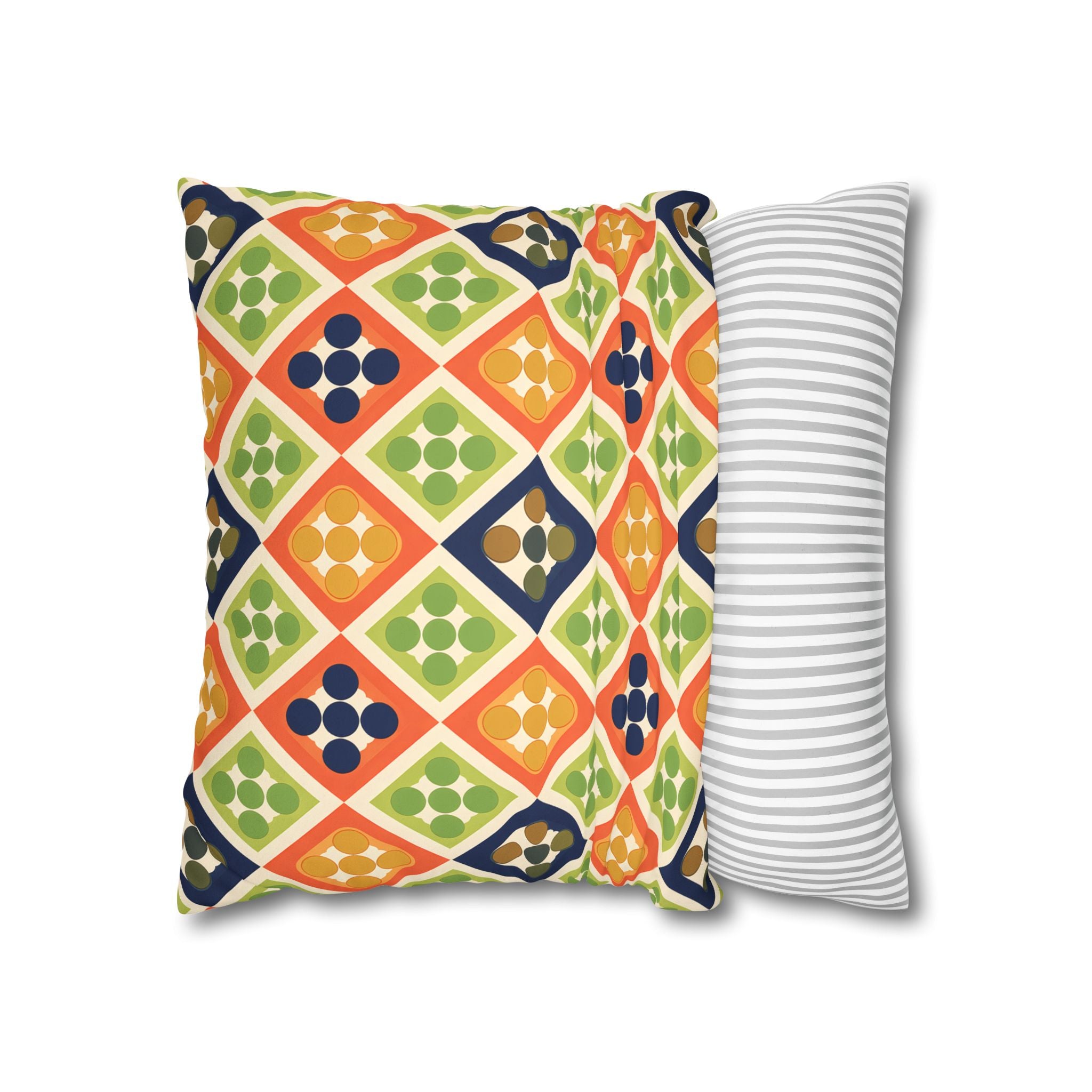 Persimmon and Indigo Geometric Pillow Cover