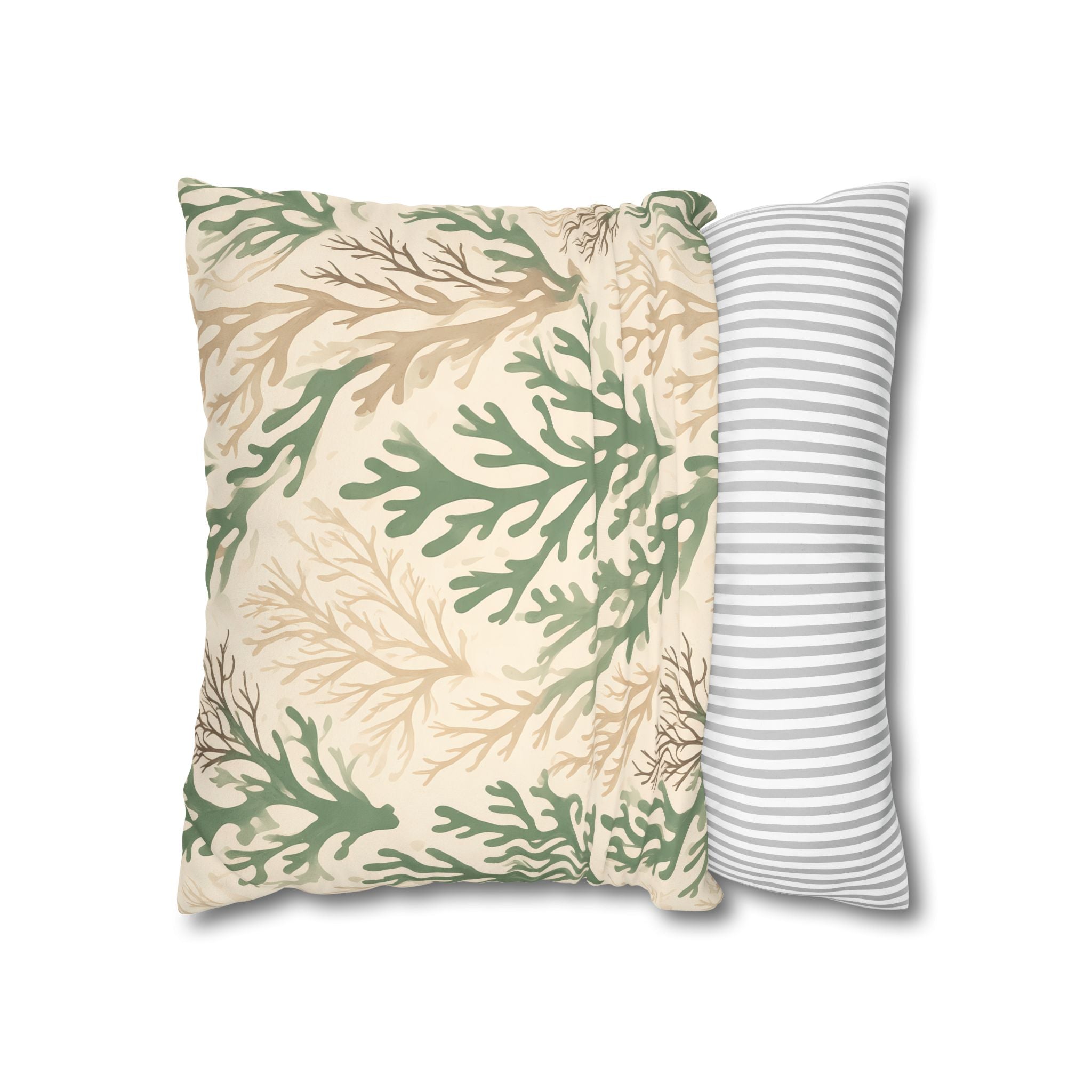 Sage Coral Silhouette Cushion Cover