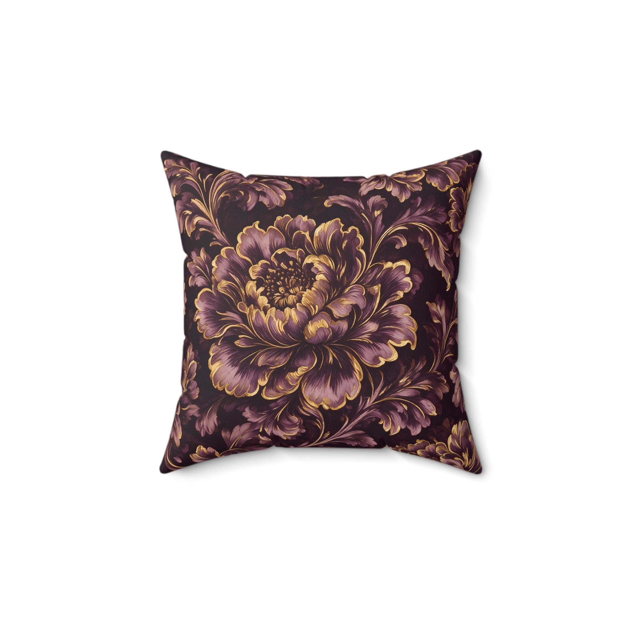 Deep Amethyst Floral Throw Pillow
