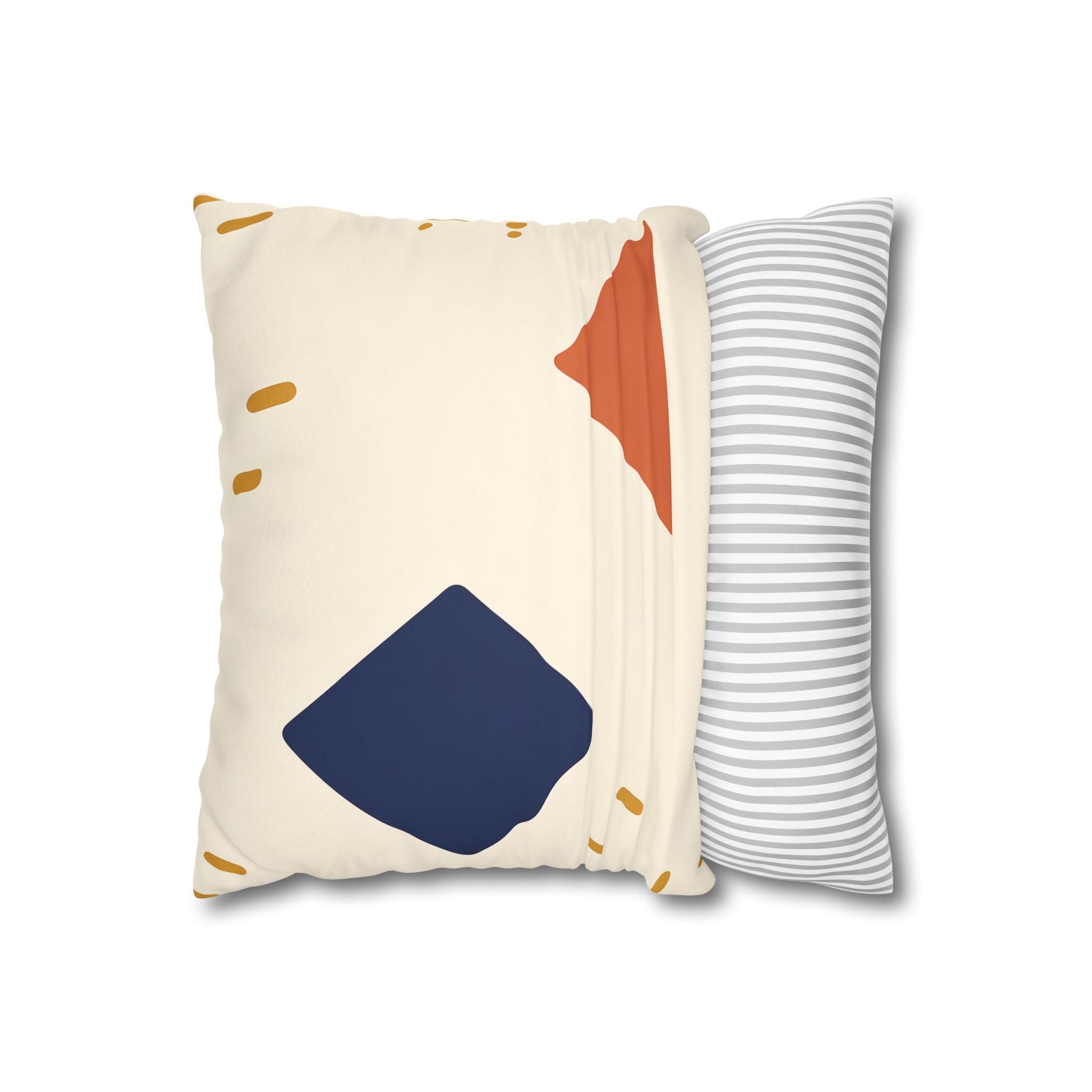 Indigo Diamond & Ochre Dash Pillow Cover